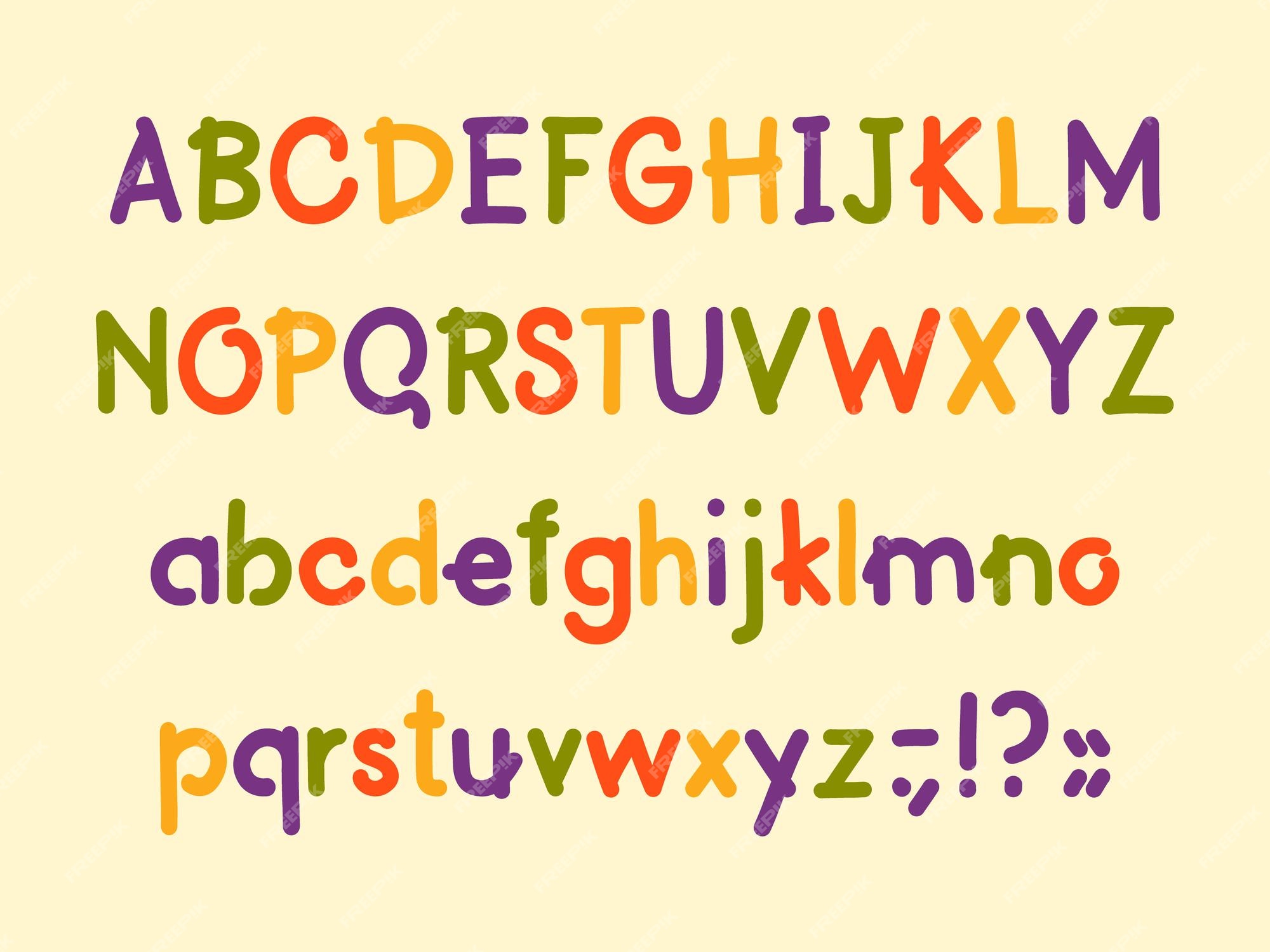 Premium Vector  Colorful font with lowercase and uppercase letters