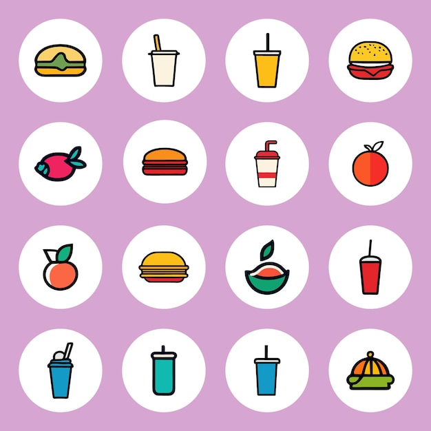 Vector colorful food logo icon collection vector