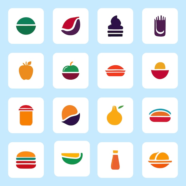 ベクトル カラフルな食品ロゴのアイコンコレクションベクトル