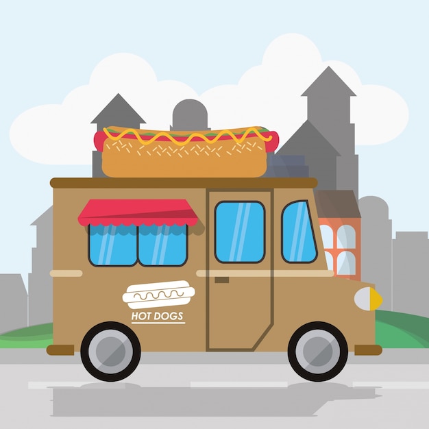 Vector colorful food truck