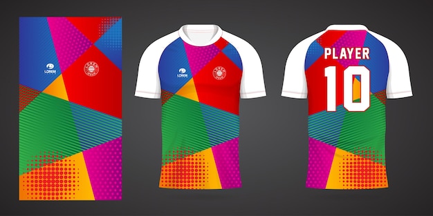 Modello di design sportivo in jersey di calcio colorato