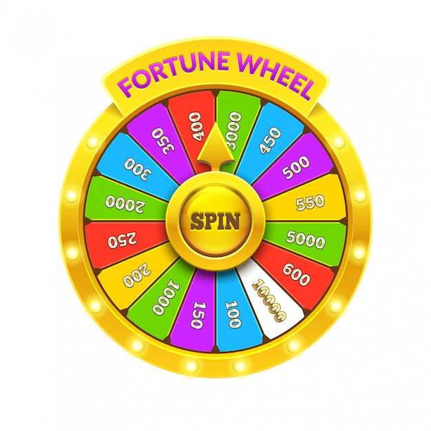 Colorful fortune wheel. 3d realistic wheel of fortune illustration. isolated ob white background. eps10  .