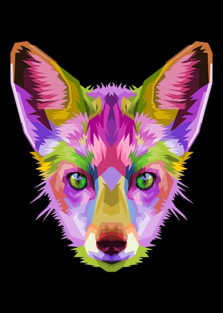 Colorful fox on pop art style