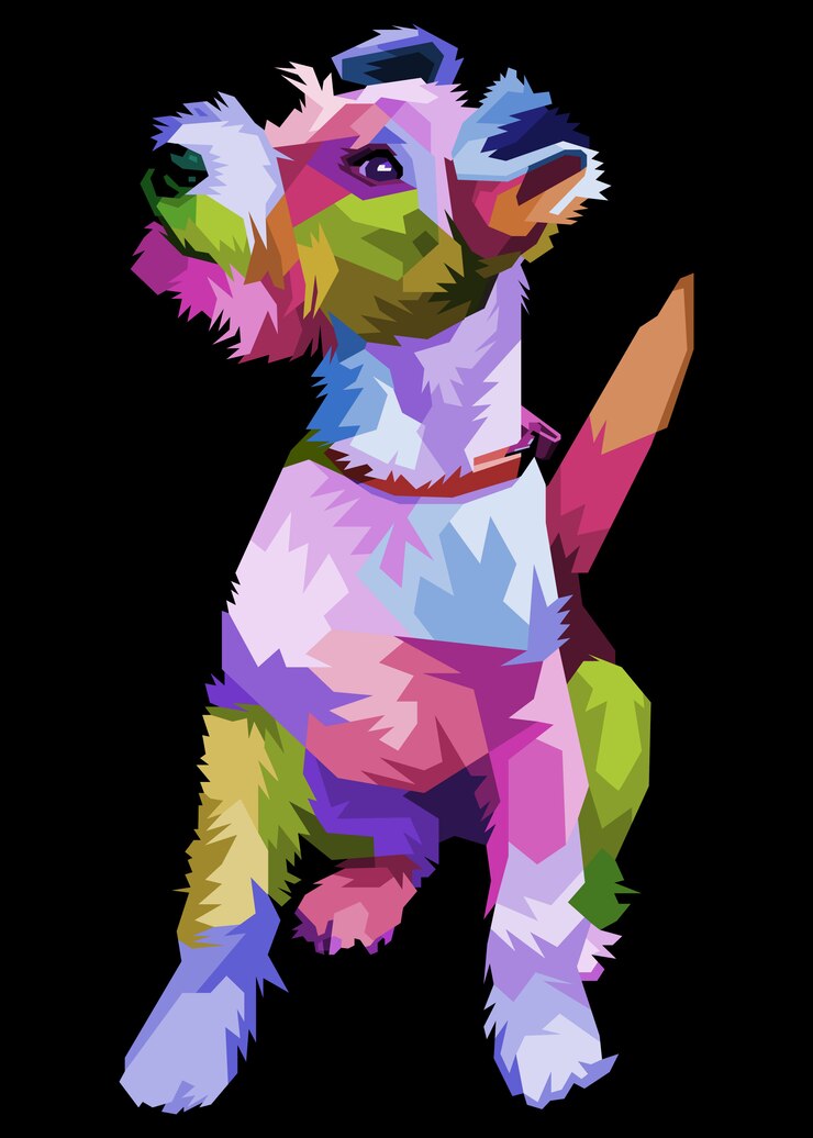 Vector colorful fox terrier dog on pop art style.  illustration.