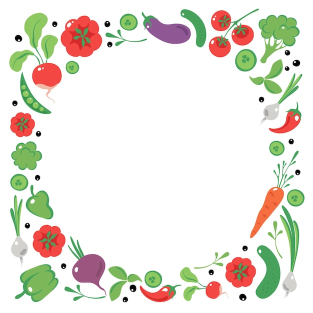 Vector colorful frame of vegetables