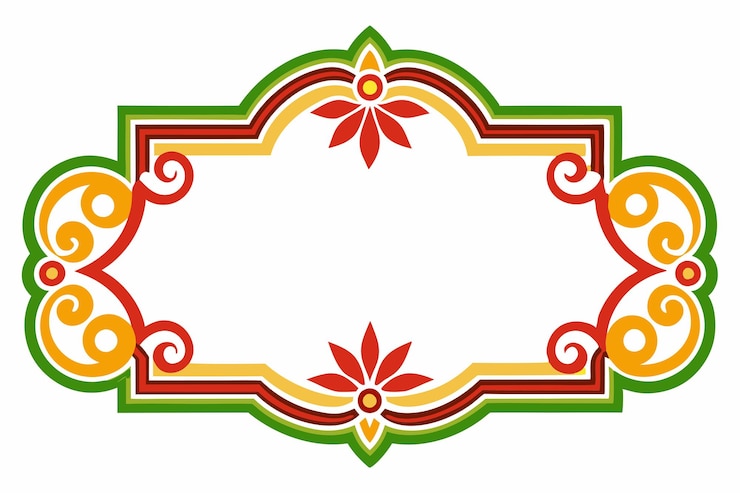वेक्टर a colorful frame with a red flower on the top