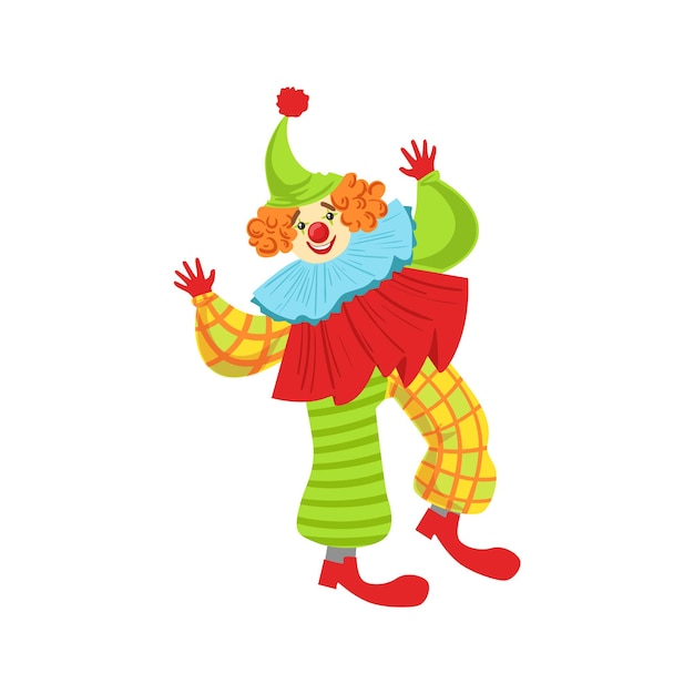 Colorful Friendly Clown In Ruffle To Classic Outfit