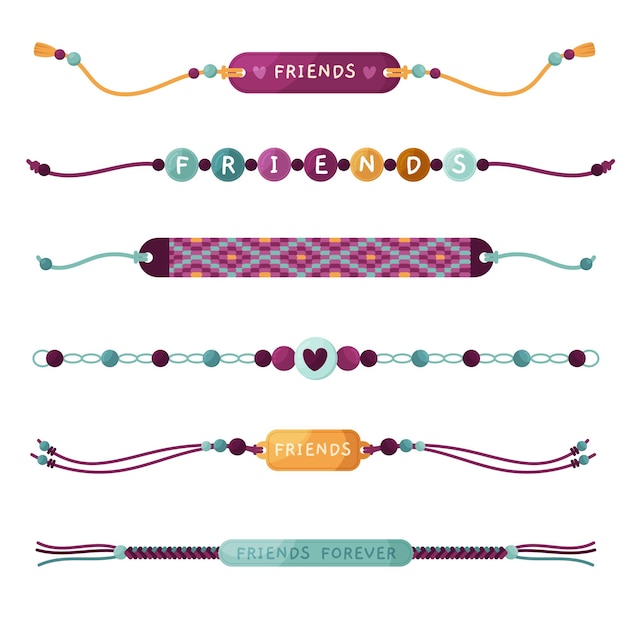 Vector colorful friendship band collection