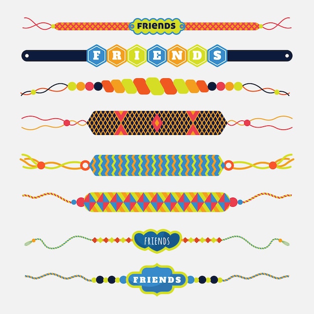 Vector colorful friendship band collection