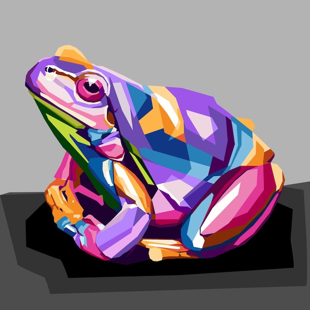 Colorful frog pop art portrait 