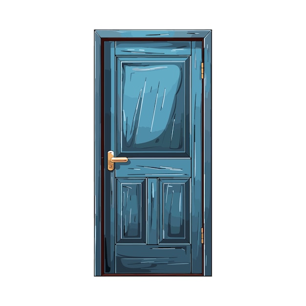 Porta d'ingresso colorata casa porta cartone animato chiuso porta contemporanea isolato su sfondo bianco vettore