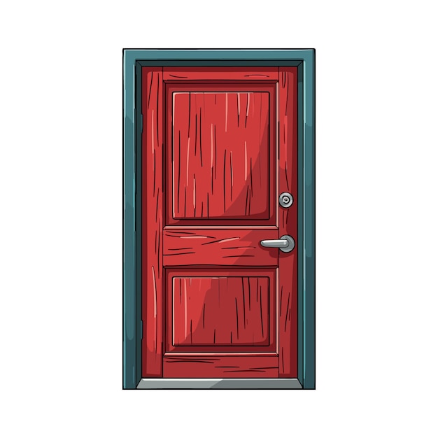 Colorful front door house door cartoon closed contemporary door isolated on white background vector