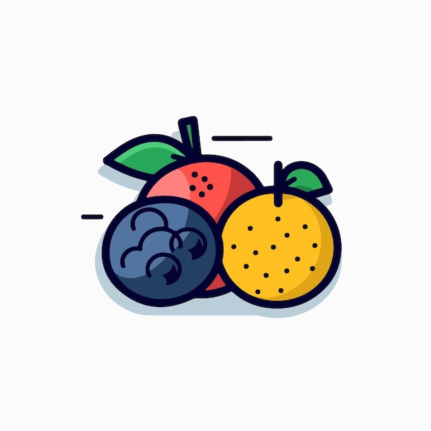 A colorful fruit icon with the word fruit on it.