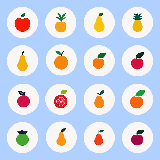 Vector colorful fruit logo icon collection vector