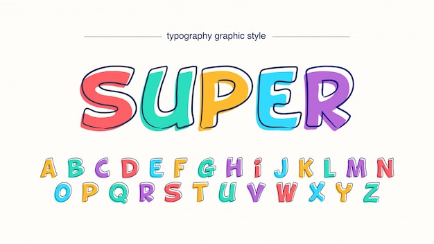 Vector colorful fun comics cartoon typography