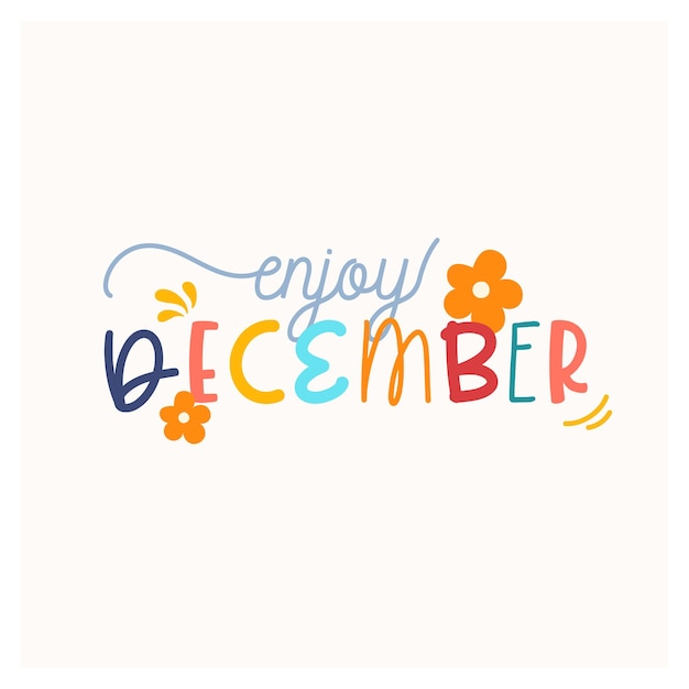 Colorful fun december lettering typography