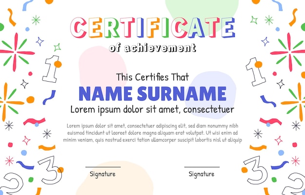 Colorful Fun Kindergarten Certificate Template