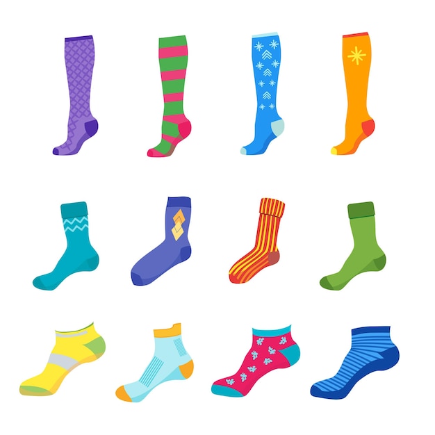 Colorful fun socks set isolato su bianco
