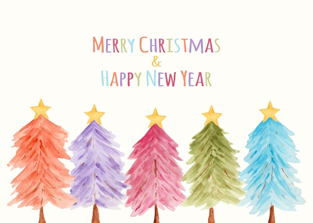 Colorful and fun watercolor Christmas tree as background