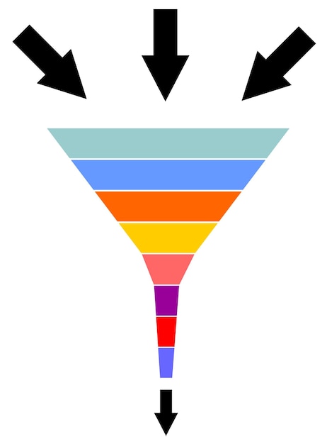 Vettore un imbuto colorato con sopra la scritta sales