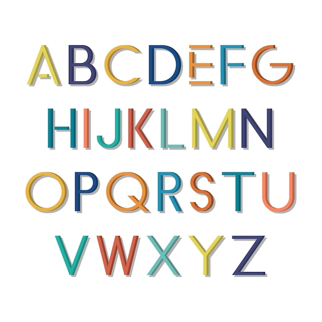 Colorful funny font Vector english minimalisitc alphabet