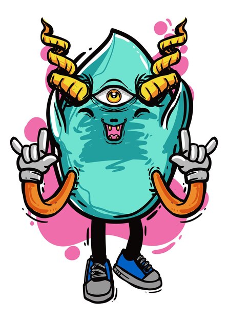 Colorful funny and scary monster illustration