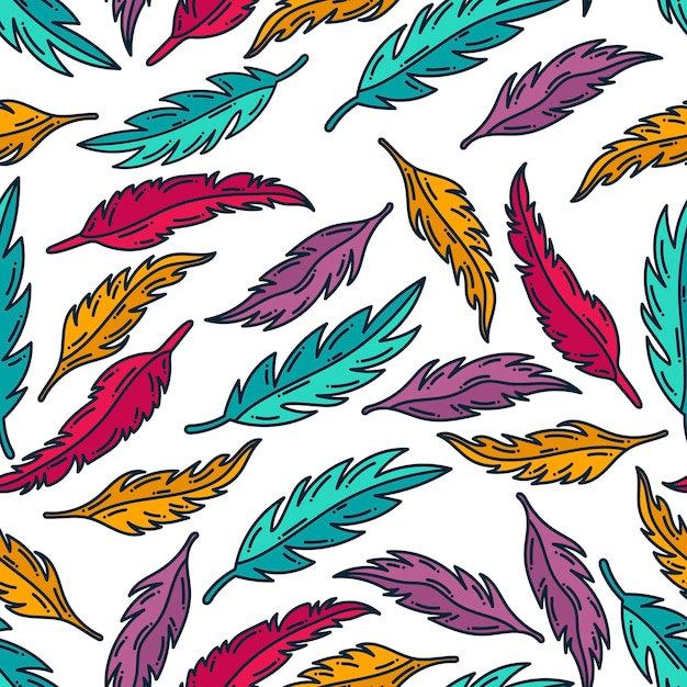 colorful Fur pattern. Doodle feather