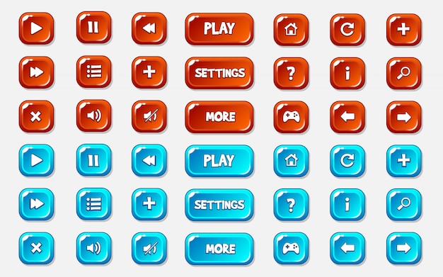Вектор Красочная коллекция кнопок игрового дизайна