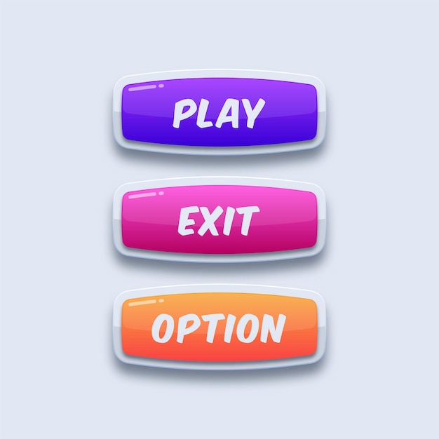 Vector colorful game ui buttons