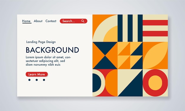 Colorful geometric background Modern landing page template