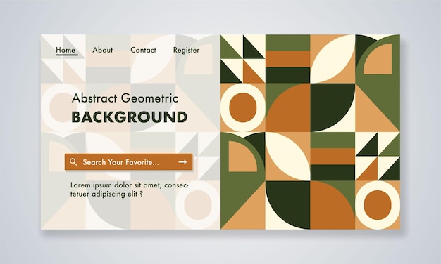 Colorful geometric background Modern retro graphic design landing page