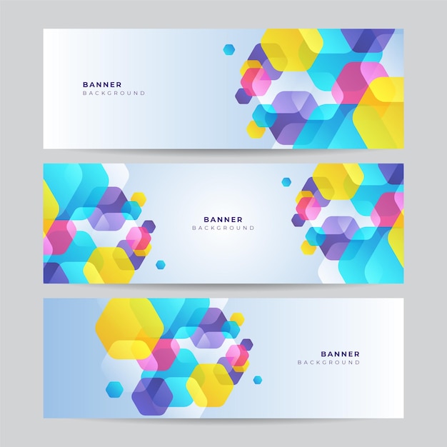 Colorful geometric bauhaus hexagon banner background. vector abstract graphic design banner pattern background template.