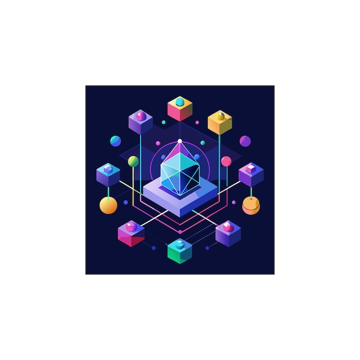 Vector a colorful geometric design with cubes and the word cubes