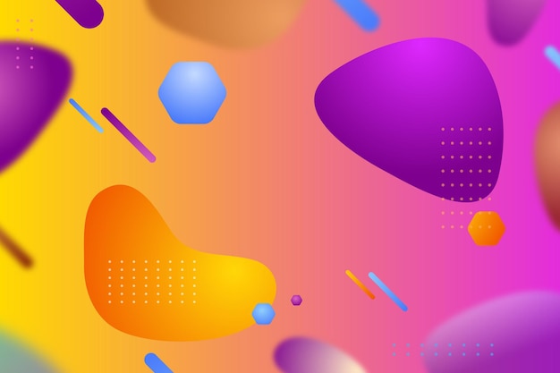 Colorful geometric gradient background Trendy gradient fluid shapes backdrop blurred in motion