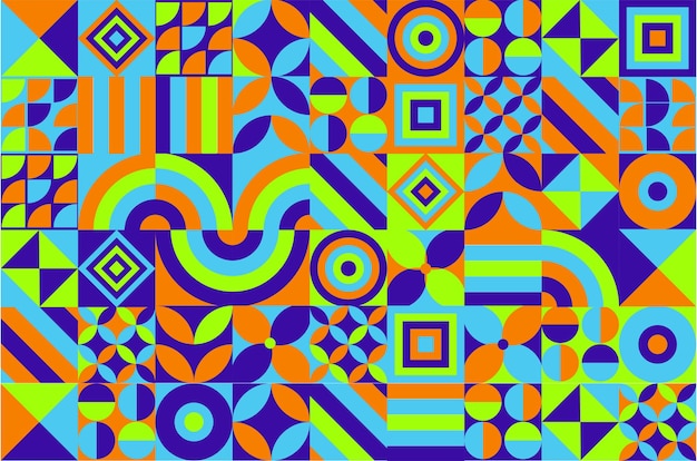 Vector colorful geometric minimal pattern artwork with simple shapes abstract pattern design for web banne