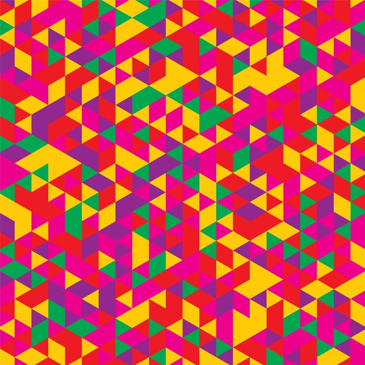 Vector colorful geometric mosaic of triangles