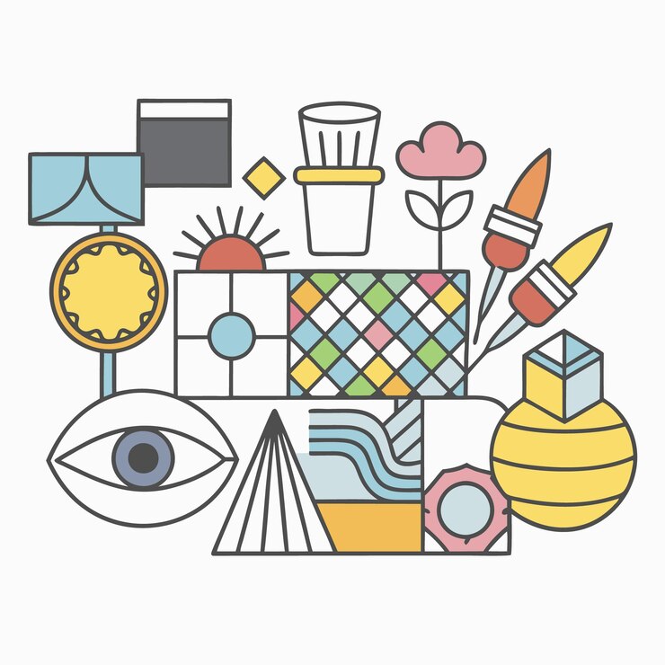 Vector colorful geometric shapes and abstract elements
