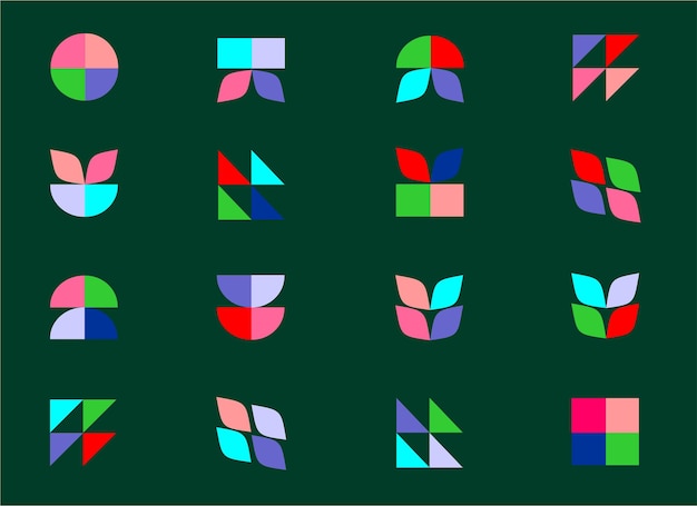 Vector colorful geometric shapes variations