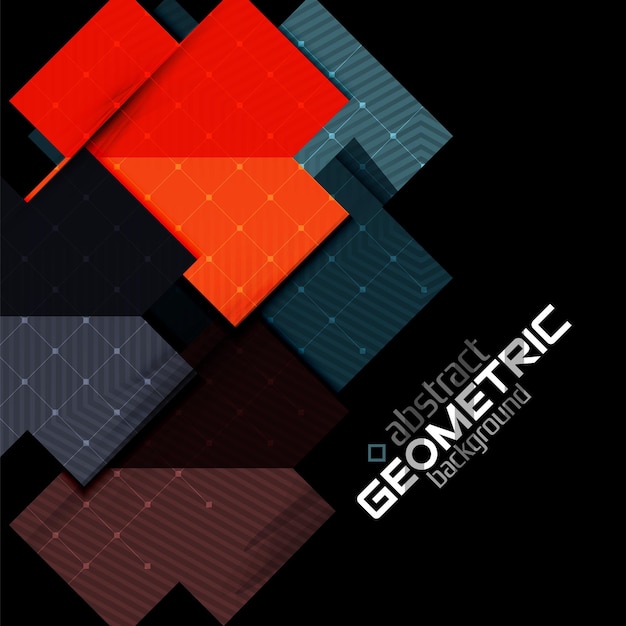 Colorful geometric shapes with texture on black Modern futuristic abstract design template