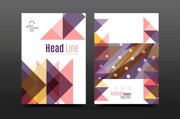 Colorful geometry design annual report a4 cover brochure template layout magazine flyer or leaflet booklet