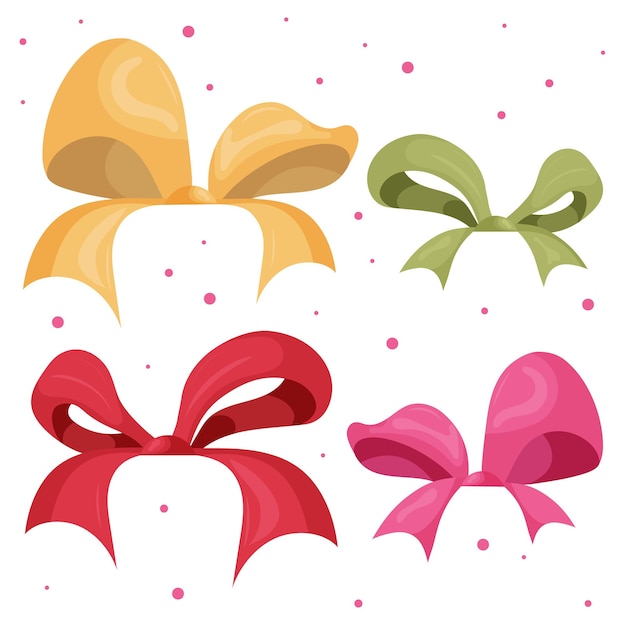 Vector colorful gift bows and ribbons set it is a vector illustration