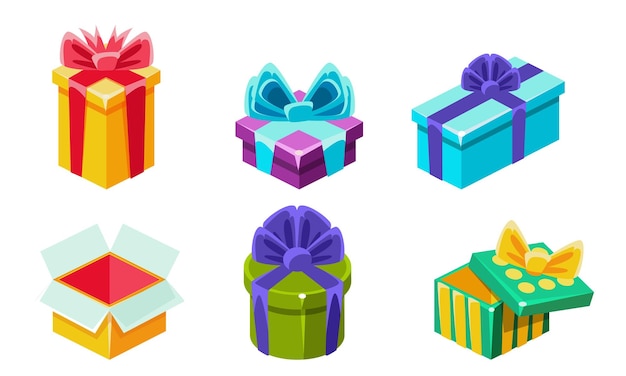 Vector colorful gift boxes set various present boxes vector illustration