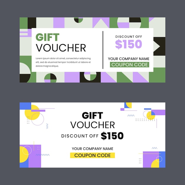 colorful gift voucher horizontal banners