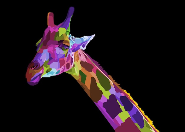 Красочная голова жирафа на черном фоне