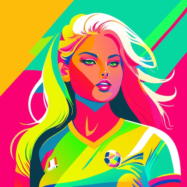 Vector colorful girl football fans