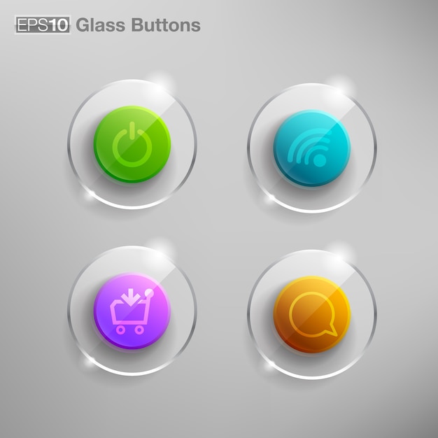 Vector colorful glass buttons