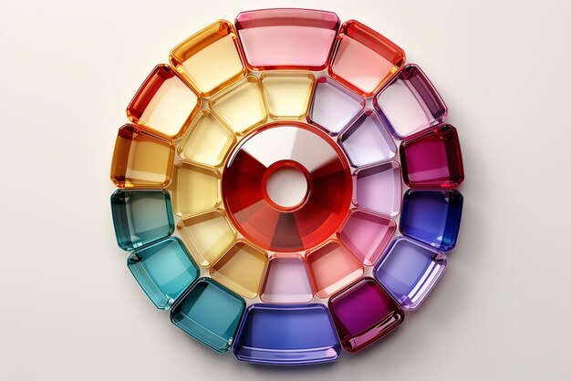 Colorful glass on white palette art of color