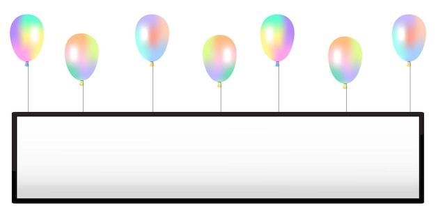 Красочная глянцевая фоторамка с воздушным шаром Концепция празднования дня рождения Векторная иллюстрация