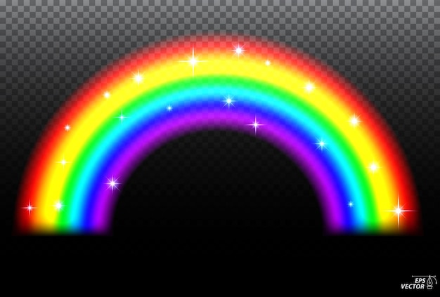 Vettore illustrazione 3d di una stella scintillante colorata che brilla o un arcobaleno