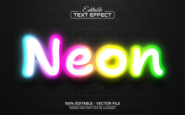 Effetto di testo in stile neon colorato e luminoso